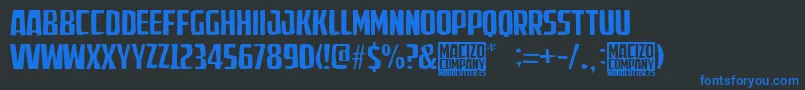 MacizoCompany-Schriftart – Blaue Schriften auf schwarzem Hintergrund