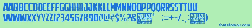 MacizoCompany Font – Blue Fonts on Green Background