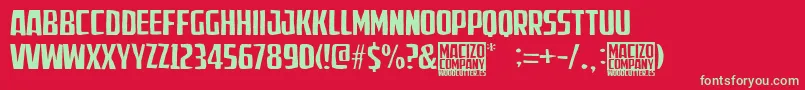 Saiba mais sobre a fonte MacizoCompany Fonte MacizoCompany – fontes verdes em um fundo vermelho