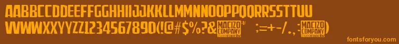 Więcej informacji o czcionce MacizoCompany Czcionka MacizoCompany – pomarańczowe czcionki na brązowym tle