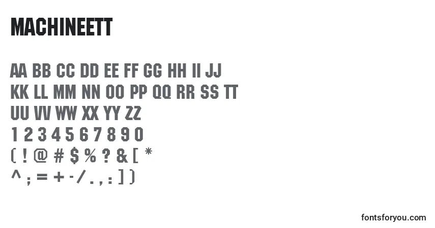 Шрифт Machineett – алфавит, цифры, специальные символы