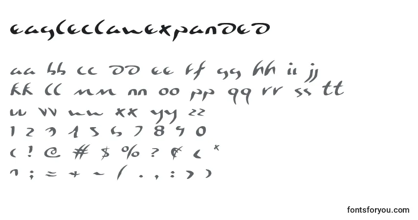A fonte EagleclawExpanded – alfabeto, números, caracteres especiais