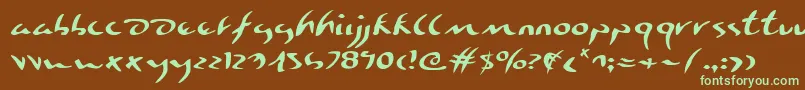 フォントEagleclawExpanded – 緑色の文字が茶色の背景にあります。