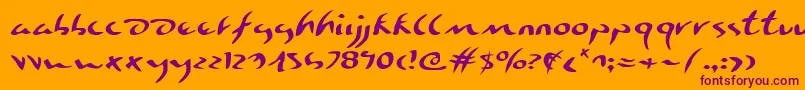 EagleclawExpanded-fontti – violetit fontit oranssilla taustalla