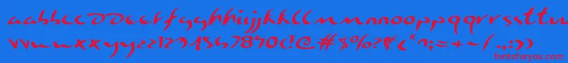 EagleclawExpanded-fontti – punaiset fontit sinisellä taustalla