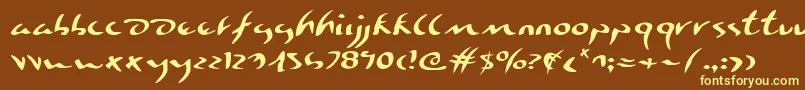 EagleclawExpanded-fontti – keltaiset fontit ruskealla taustalla