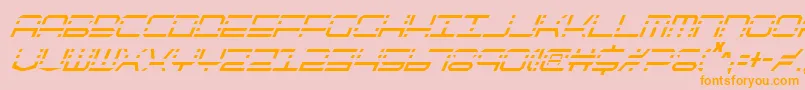 Weitere Informationen zur QuickquickCondensedItalic-Schriftart QuickquickCondensedItalic-Schriftart – Orangefarbene Schriften auf rosa Hintergrund