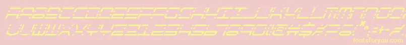 QuickquickCondensedItalic-Schriftart – Gelbe Schriften auf rosa Hintergrund