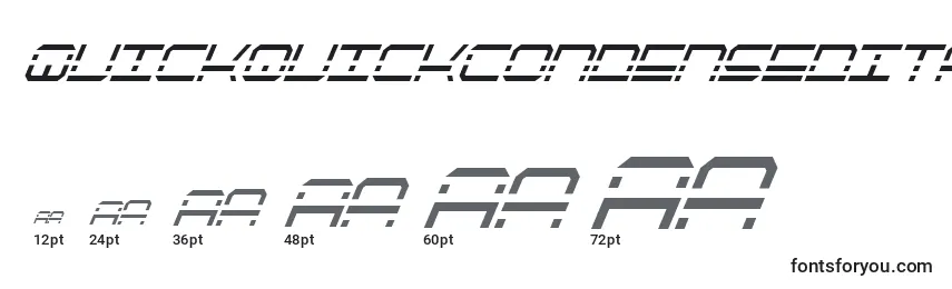 Размеры шрифта QuickquickCondensedItalic