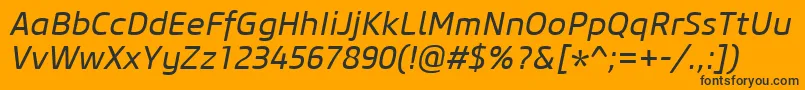 CoreSansM45RegularItalic Font – Black Fonts on Orange Background