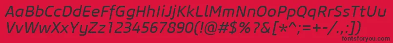 CoreSansM45RegularItalic Font – Black Fonts on Red Background