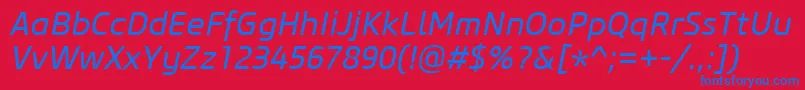 CoreSansM45RegularItalic Font – Blue Fonts on Red Background