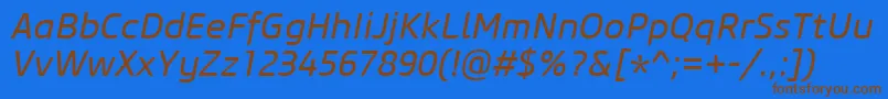 CoreSansM45RegularItalic Font – Brown Fonts on Blue Background