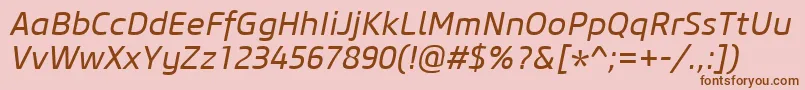 CoreSansM45RegularItalic Font – Brown Fonts on Pink Background