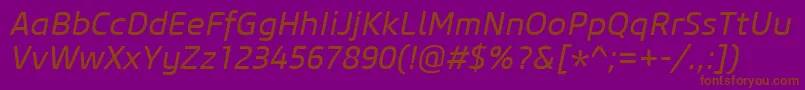 CoreSansM45RegularItalic Font – Brown Fonts on Purple Background