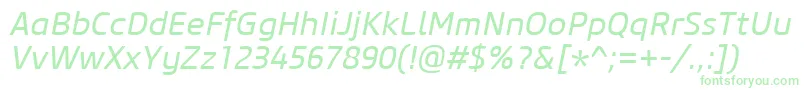 CoreSansM45RegularItalic Font – Green Fonts on White Background