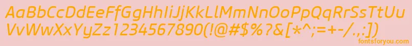 Fonte CoreSansM45RegularItalic – fontes laranjas em um fundo rosa
