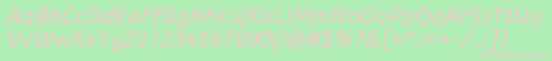 CoreSansM45RegularItalic Font – Pink Fonts on Green Background
