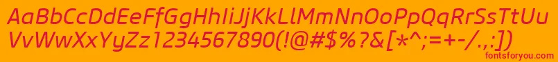 CoreSansM45RegularItalic Font – Red Fonts on Orange Background