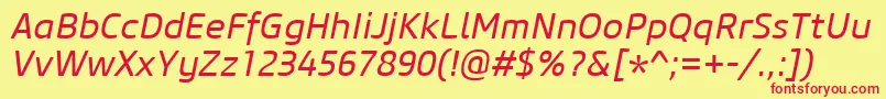 CoreSansM45RegularItalic Font – Red Fonts on Yellow Background
