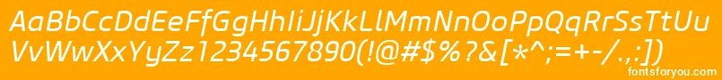 CoreSansM45RegularItalic Font – White Fonts on Orange Background