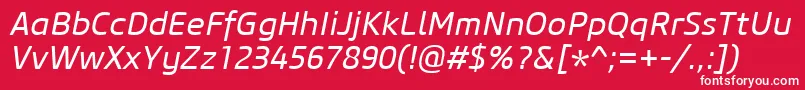 CoreSansM45RegularItalic Font – White Fonts on Red Background