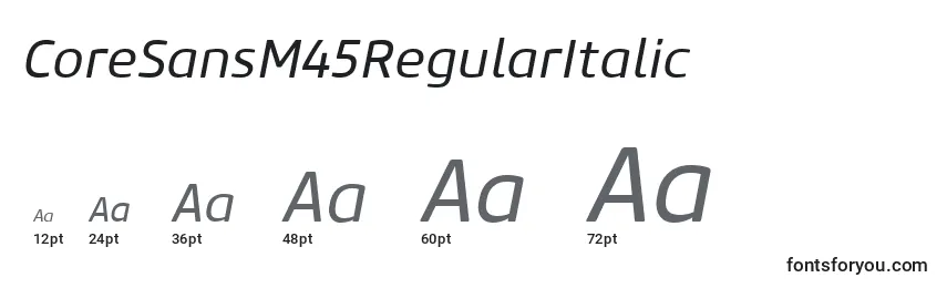 Размеры шрифта CoreSansM45RegularItalic