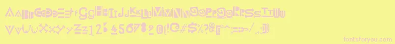 ZanyWhateverItMeans-fontti – vaaleanpunaiset fontit keltaisella taustalla