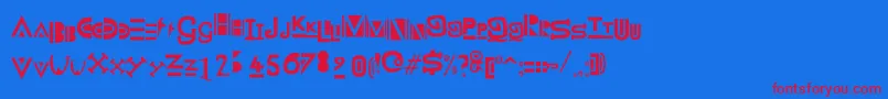 ZanyWhateverItMeans-Schriftart – Rote Schriften auf blauem Hintergrund
