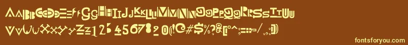 ZanyWhateverItMeans-fontti – keltaiset fontit ruskealla taustalla