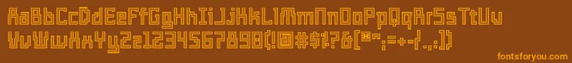 TemploKolegioフォントについての詳細 フォントTemploKolegio – オレンジ色の文字が茶色の背景にあります。