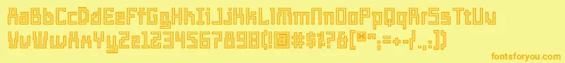 TemploKolegio-Schriftart – Orangefarbene Schriften auf gelbem Hintergrund