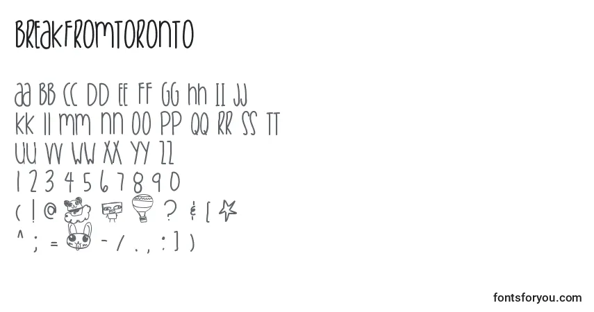 Шрифт Breakfromtoronto – алфавит, цифры, специальные символы