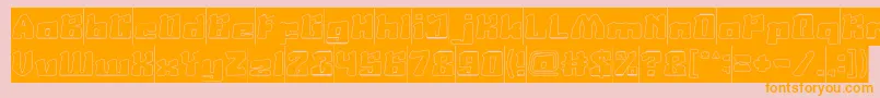 Weitere Informationen zur AgeOfScienceAndTechnologyHollowInverse-Schriftart AgeOfScienceAndTechnologyHollowInverse-Schriftart – Orangefarbene Schriften auf rosa Hintergrund
