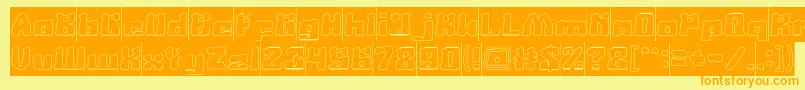 Czcionka AgeOfScienceAndTechnologyHollowInverse – pomarańczowe czcionki na żółtym tle