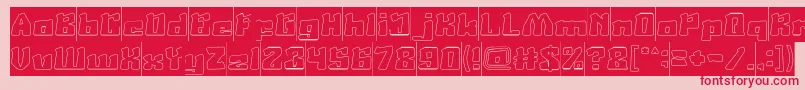 AgeOfScienceAndTechnologyHollowInverse-fontti – punaiset fontit vaaleanpunaisella taustalla