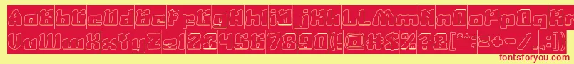 AgeOfScienceAndTechnologyHollowInverse Font – Red Fonts on Yellow Background