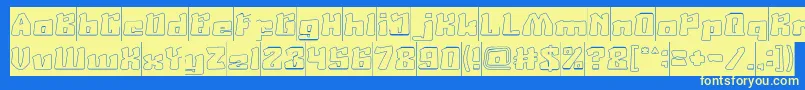 Czcionka AgeOfScienceAndTechnologyHollowInverse – żółte czcionki na niebieskim tle