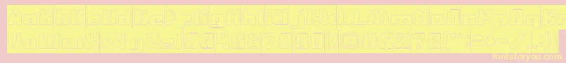 AgeOfScienceAndTechnologyHollowInverse-Schriftart – Gelbe Schriften auf rosa Hintergrund
