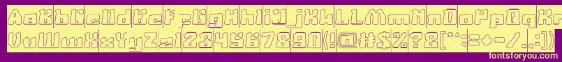 AgeOfScienceAndTechnologyHollowInverse Font – Yellow Fonts on Purple Background