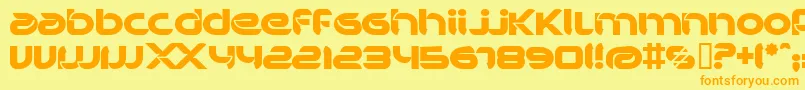 フォントBdBankwell – オレンジの文字が黄色の背景にあります。