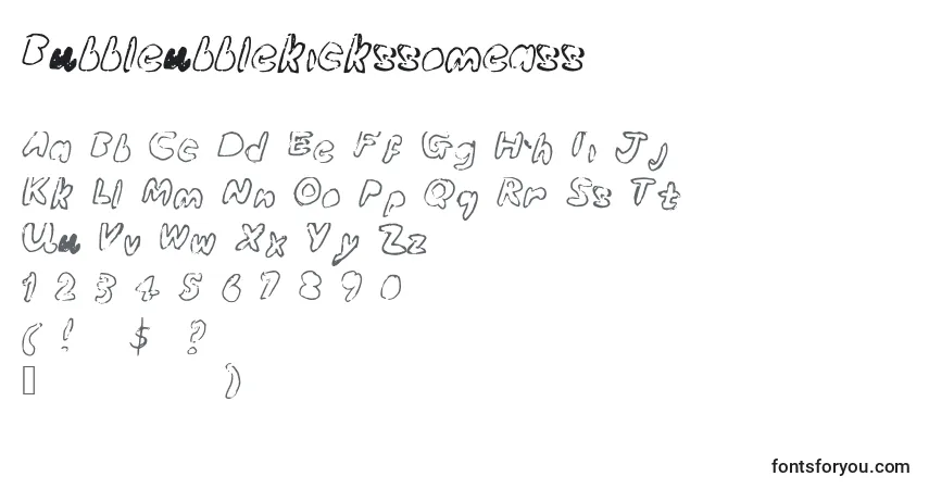 Czcionka Bubbleubblekickssomeass – alfabet, cyfry, specjalne znaki