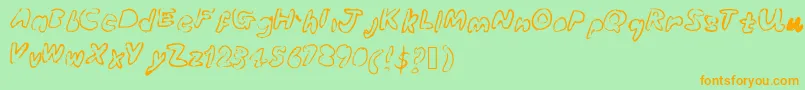 Bubbleubblekickssomeass-Schriftart – Orangefarbene Schriften auf grünem Hintergrund