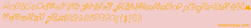 Bubbleubblekickssomeass-Schriftart – Orangefarbene Schriften auf rosa Hintergrund