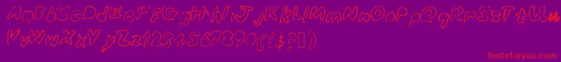 Bubbleubblekickssomeass-Schriftart – Rote Schriften auf violettem Hintergrund