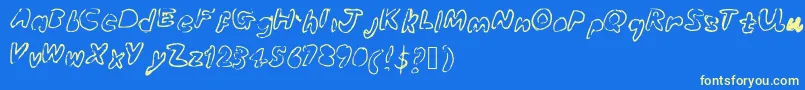 Bubbleubblekickssomeass Font – Yellow Fonts on Blue Background