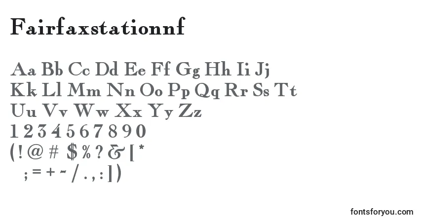 Schriftart Fairfaxstationnf (72476) – Alphabet, Zahlen, spezielle Symbole