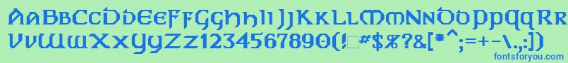 DublinB Font – Blue Fonts on Green Background