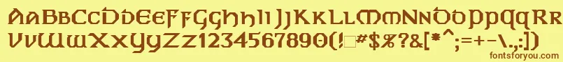 フォントDublinB – 茶色の文字が黄色の背景にあります。