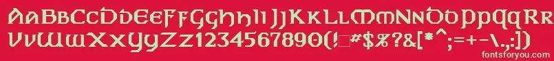 フォントDublinB – 赤い背景に緑の文字